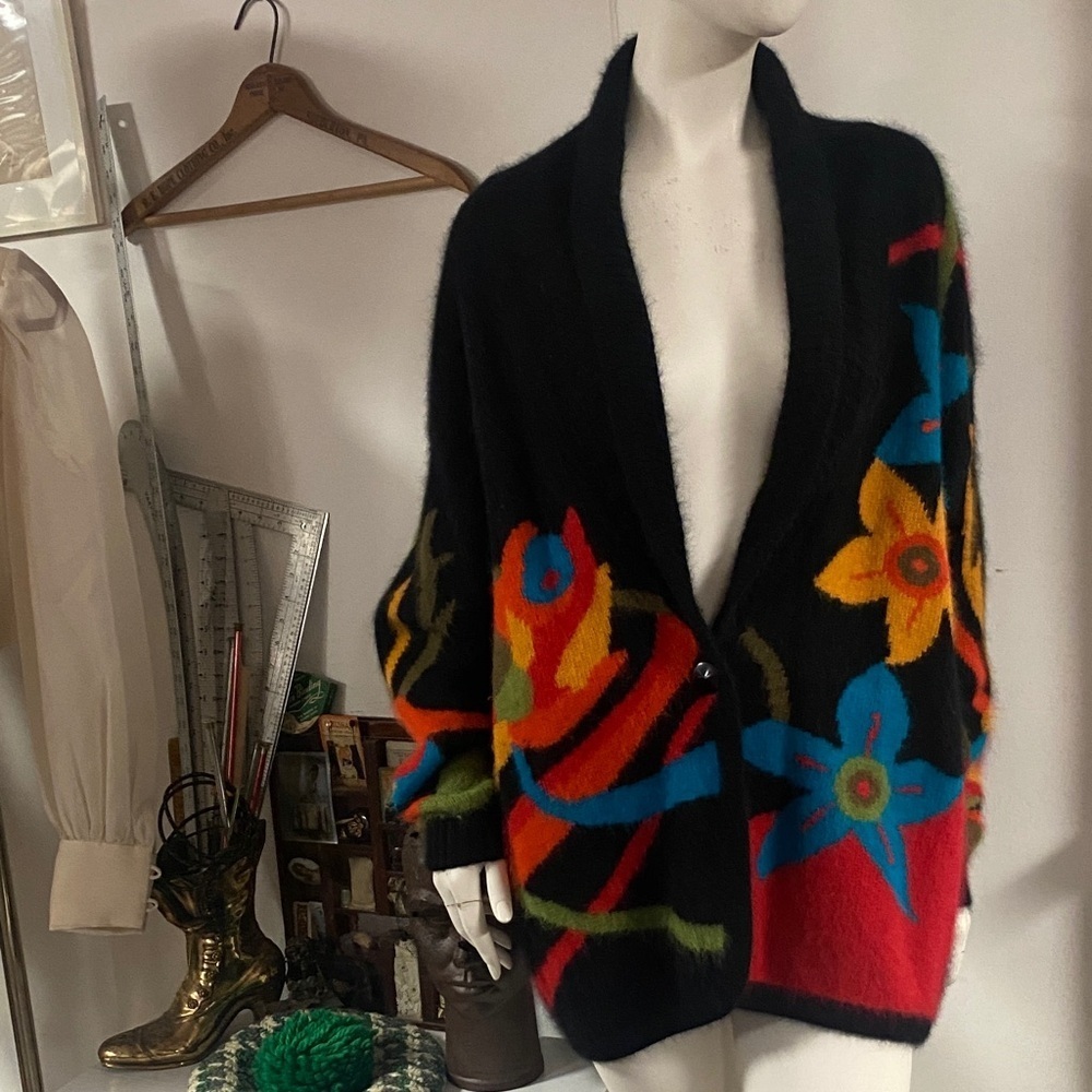 Rafaella Vintage 80s/90s Colorful Floral Women's Sweater - Picture 2 of 7